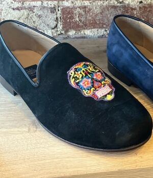Nwob Res Ipsa Embroidered Skull Black Loafers